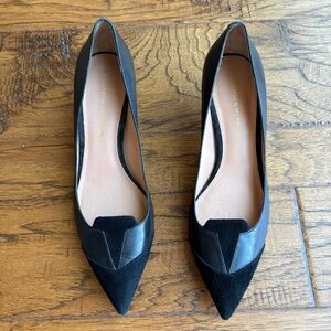 Sigerson Morrison black leather and suede kitten heels